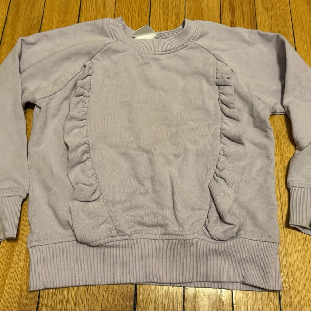 Hanna Andersson Girls Ruffled Sweatshirt Lavender Size 4